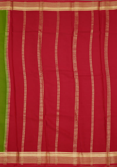 Parrot Green Zariwork Pure Crepe Silk Saree-koskii