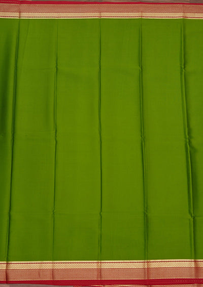 Parrot Green Zariwork Pure Crepe Silk Saree-koskii