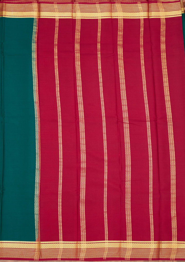 Peacock Blue Zariwork Pure Crepe Silk Saree-Koskii