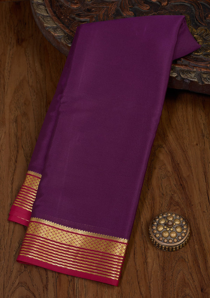 Purple Zariwork Pure Crepe Silk Saree-Koskii