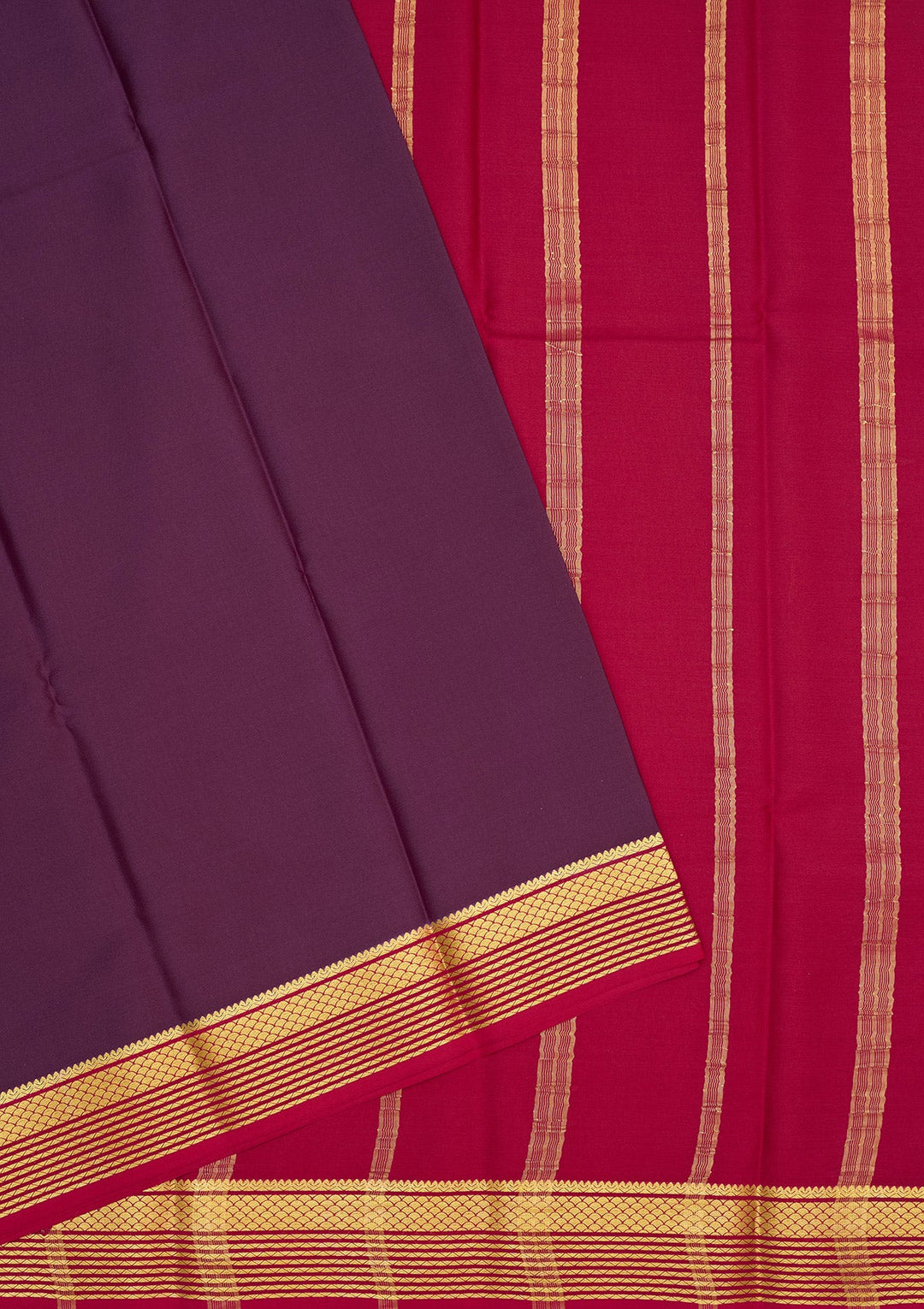 Purple Zariwork Pure Crepe Silk Saree-Koskii
