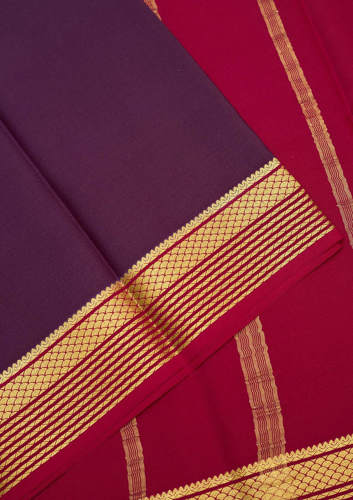 Purple Zariwork Pure Crepe Silk Saree-Koskii