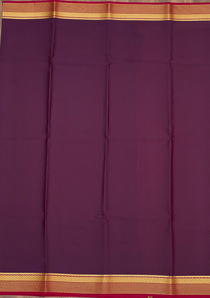 Purple Zariwork Pure Crepe Silk Saree-Koskii