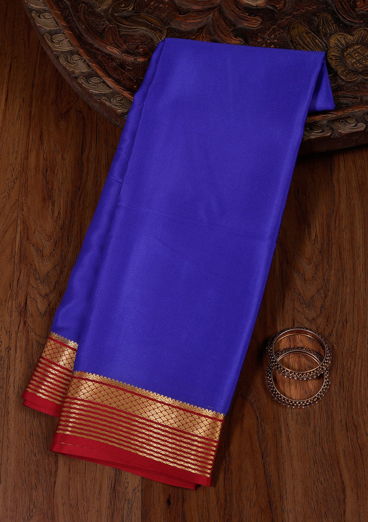 Royal Blue Zariwork Pure Crepe Silk Saree_koskii