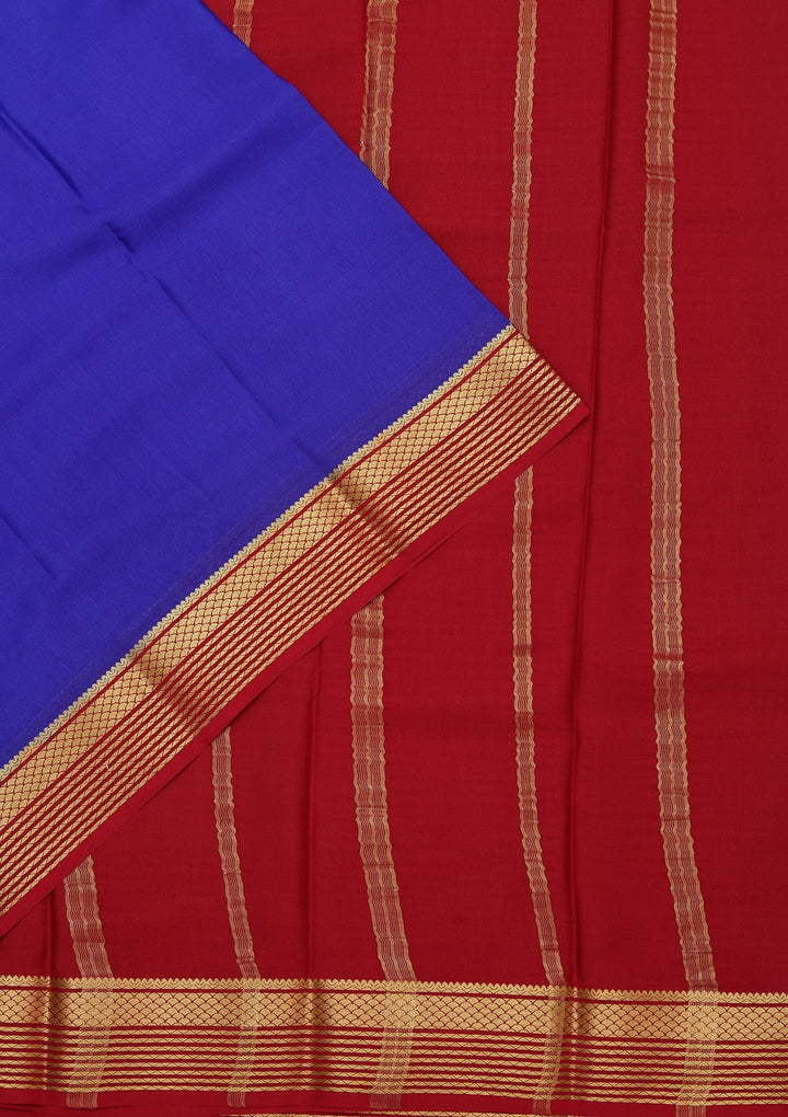 Royal Blue Zariwork Pure Crepe Silk Saree_koskii