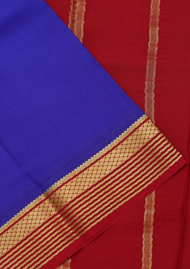 Royal Blue Zariwork Pure Crepe Silk Saree_koskii