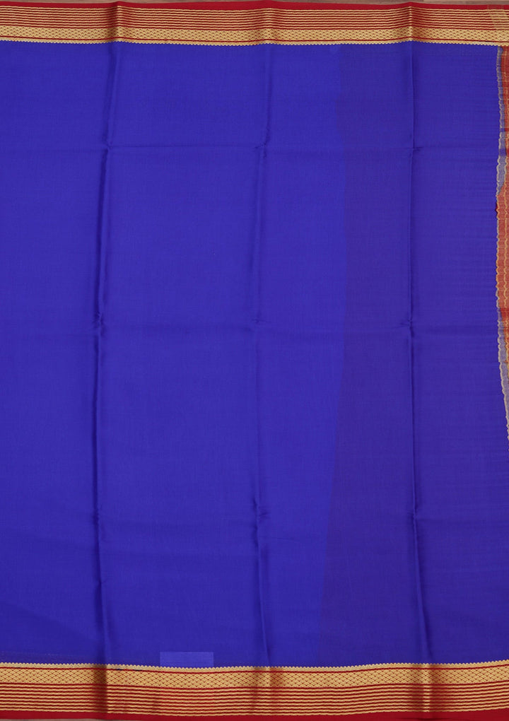 Royal Blue Zariwork Pure Crepe Silk Saree_koskii