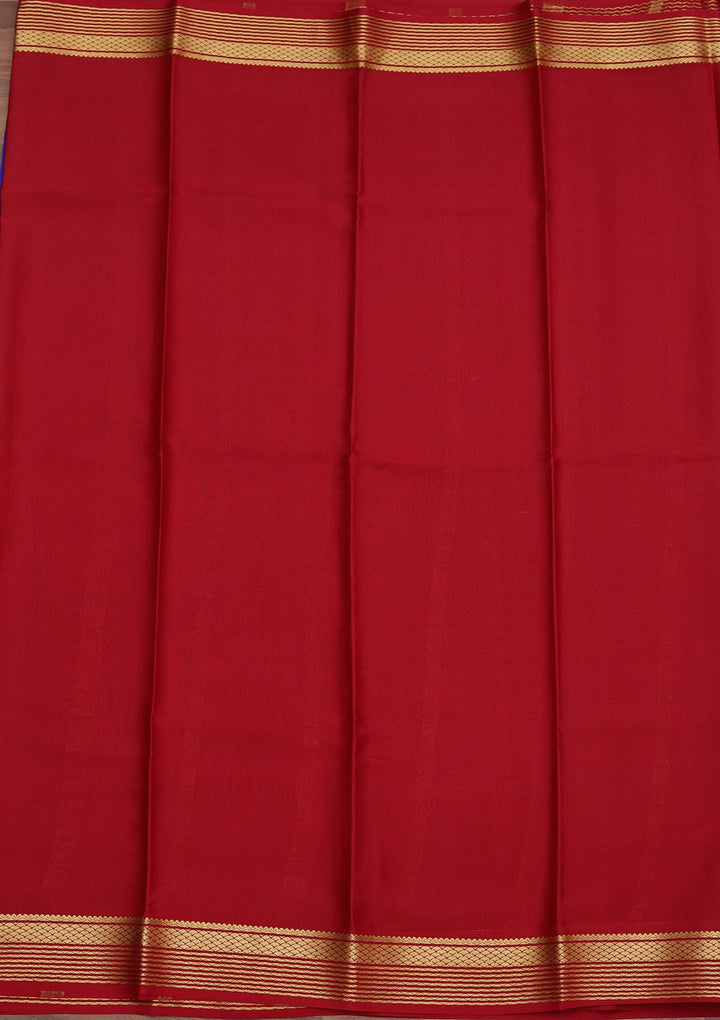 Royal Blue Zariwork Pure Crepe Silk Saree_koskii