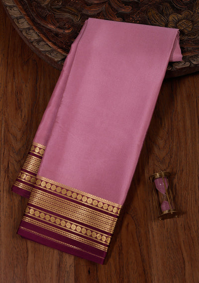 Onion Pink Zariwork Pure Crepe Silk Saree-koskii
