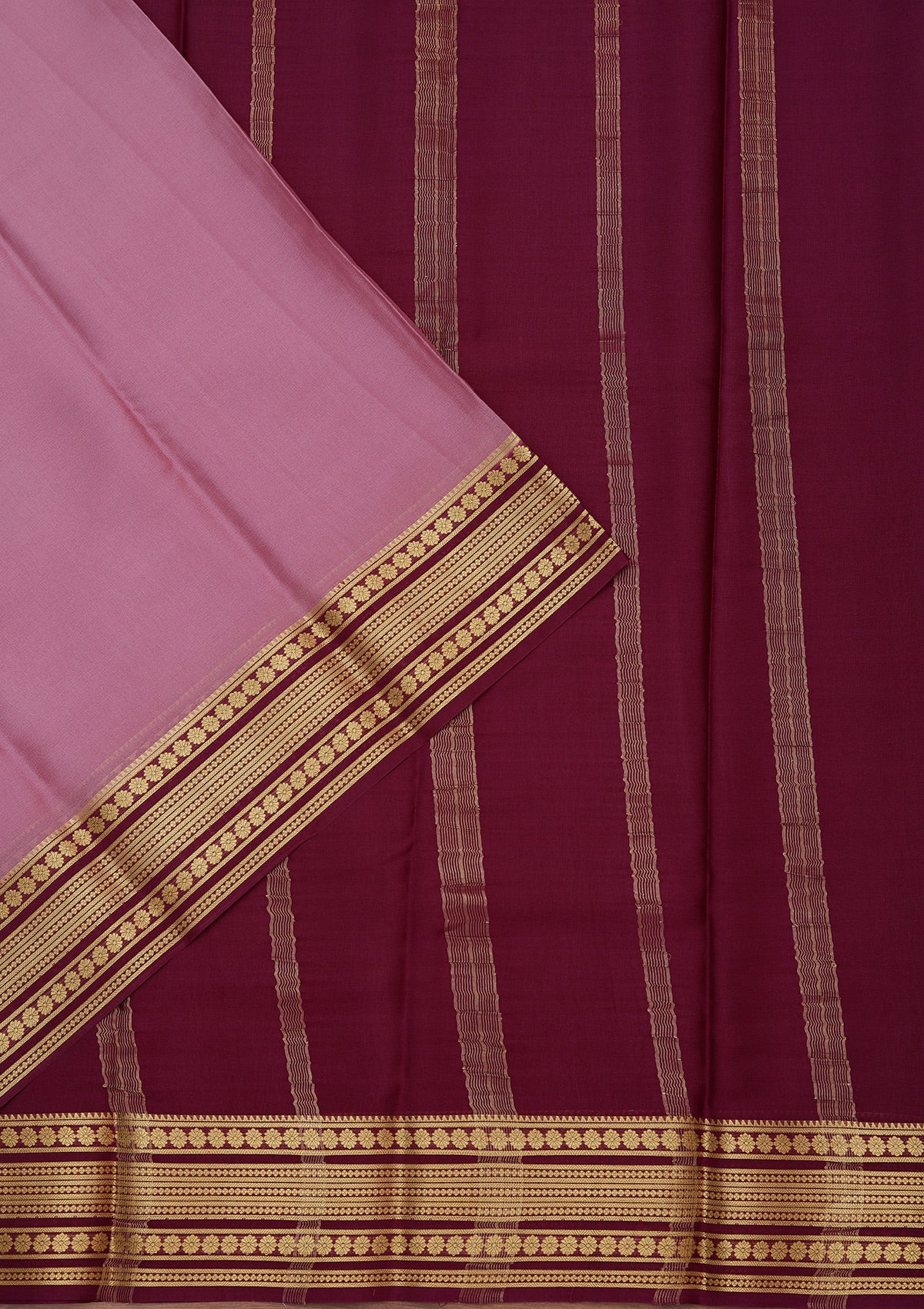 Onion Pink Zariwork Pure Crepe Silk Saree-koskii
