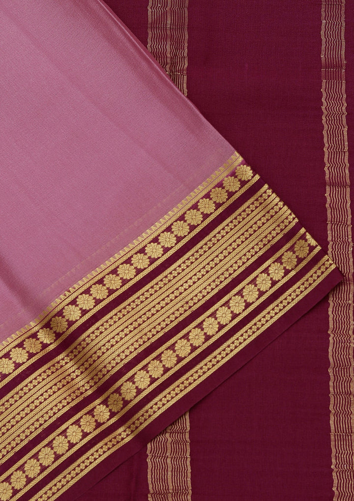Onion Pink Zariwork Pure Crepe Silk Saree_koskii
