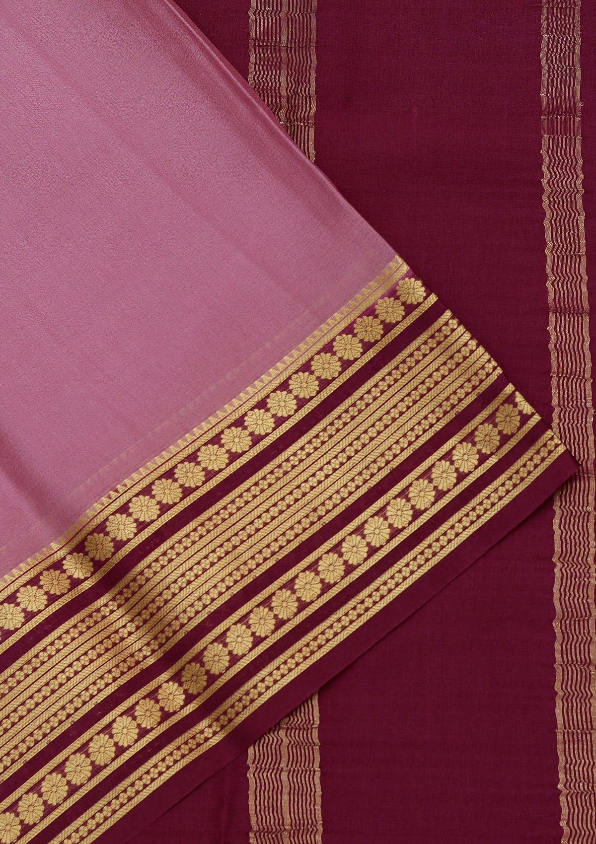 Onion Pink Zariwork Pure Crepe Silk Saree-koskii