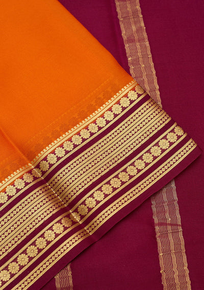 Orange Zariwork Pure Crepe Silk Saree-Koskii