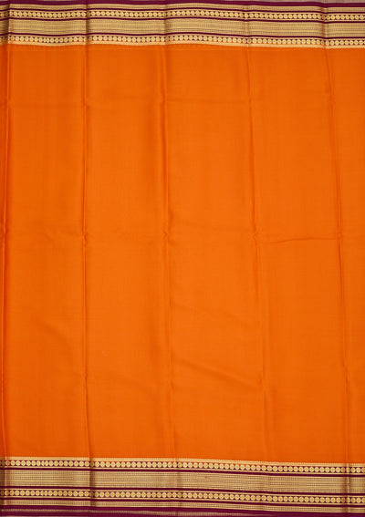 Orange Zariwork Pure Crepe Silk Saree-Koskii