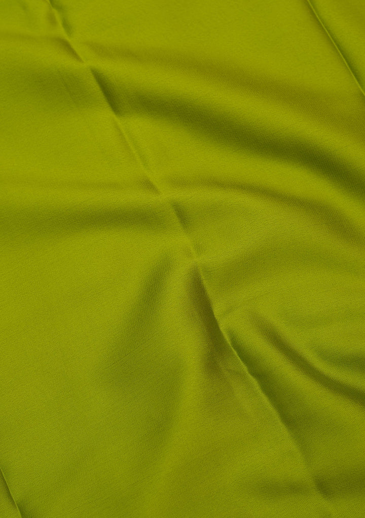 Parrot Green Zariwork Pure Crepe Silk Saree-Koskii