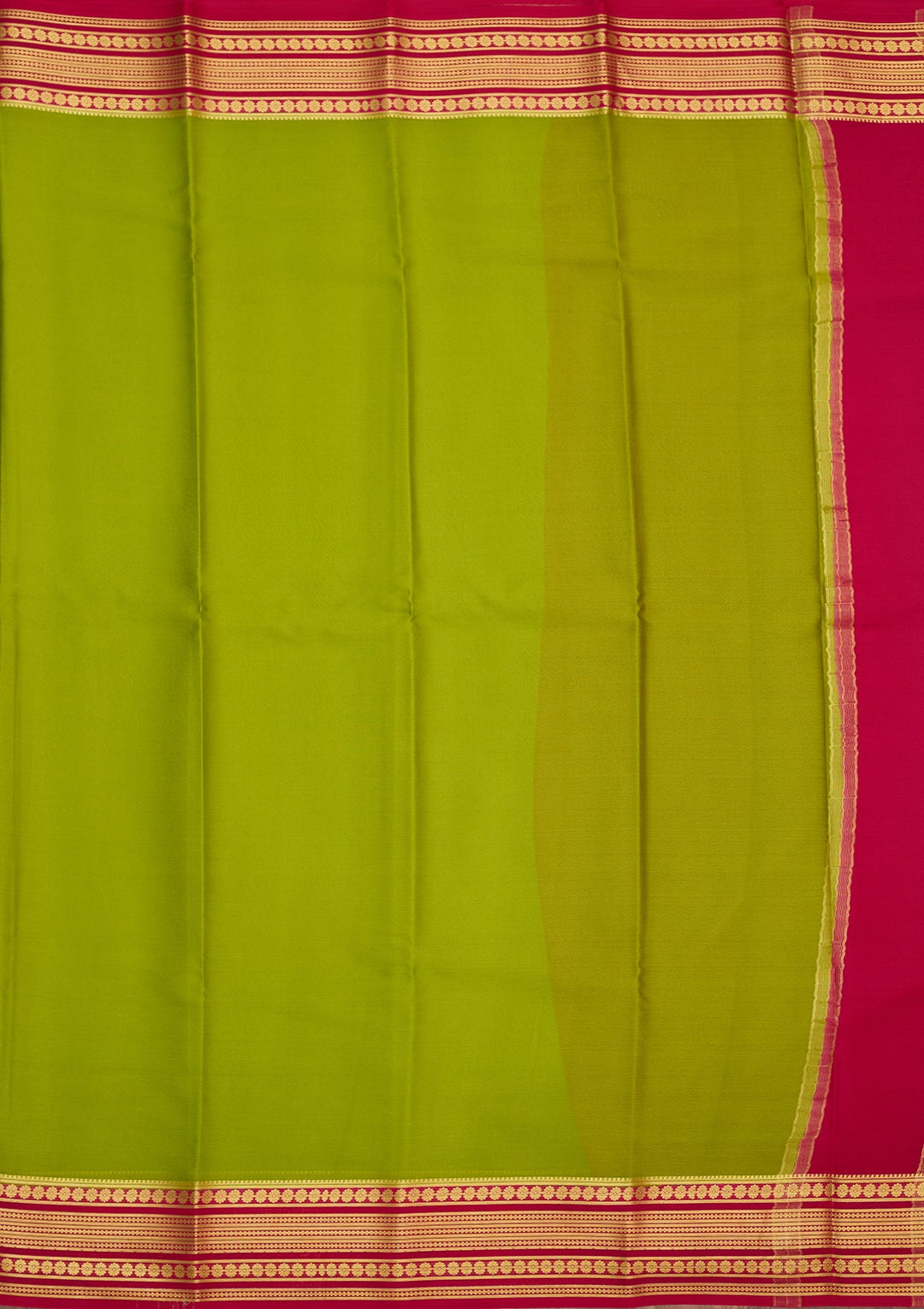 Parrot Green Zariwork Pure Crepe Silk Saree-Koskii