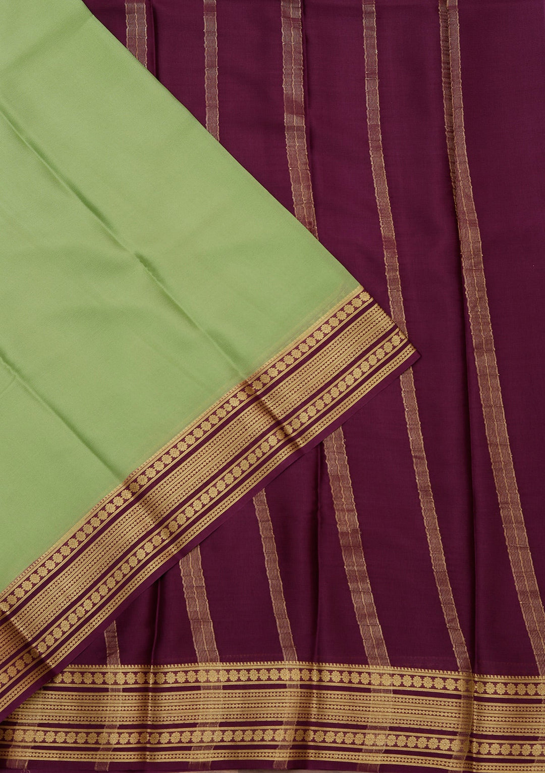 Pista Green Zariwork Pure Crepe Silk Saree_koskii
