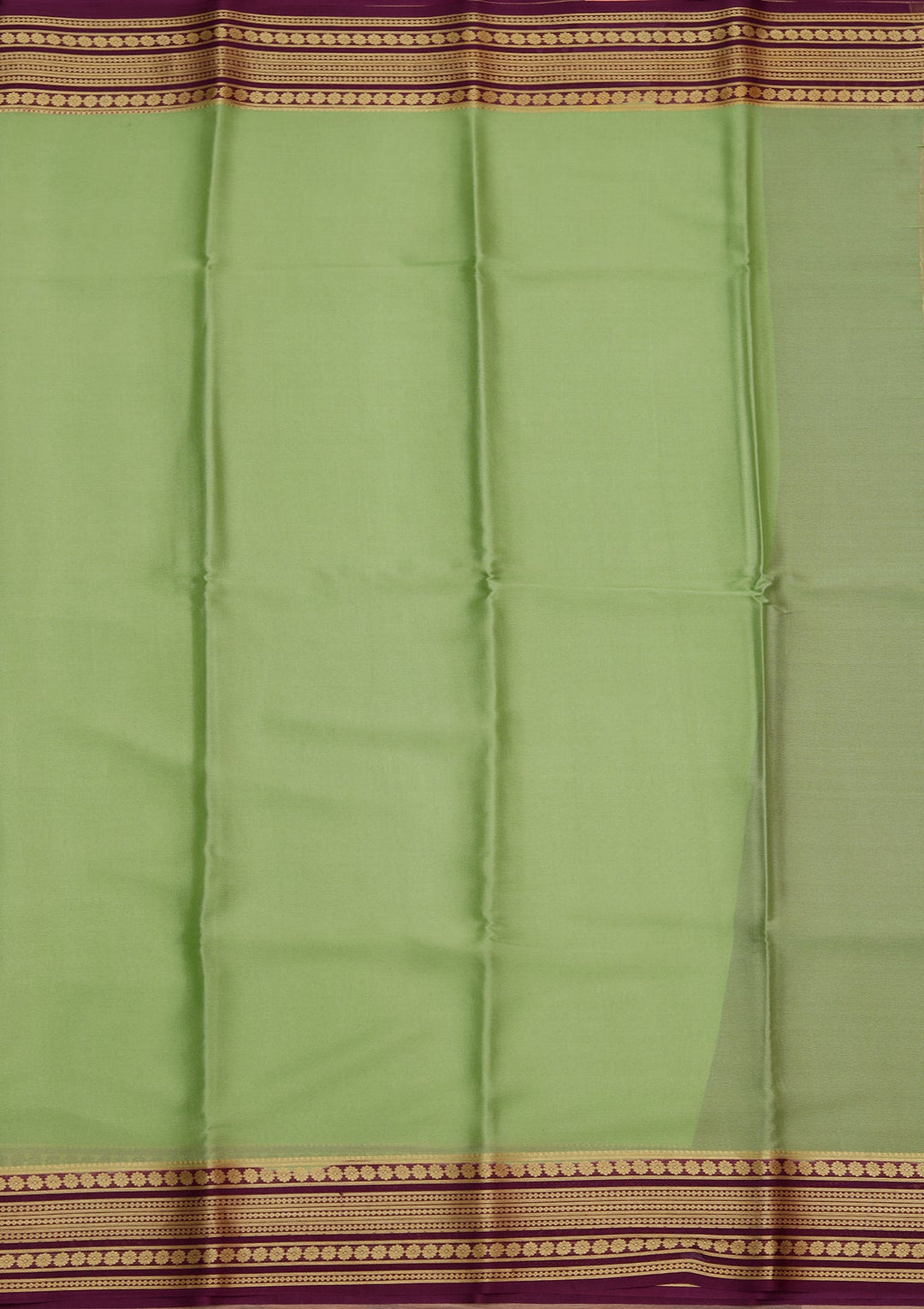 Pista Green Zariwork Pure Crepe Silk Saree_koskii