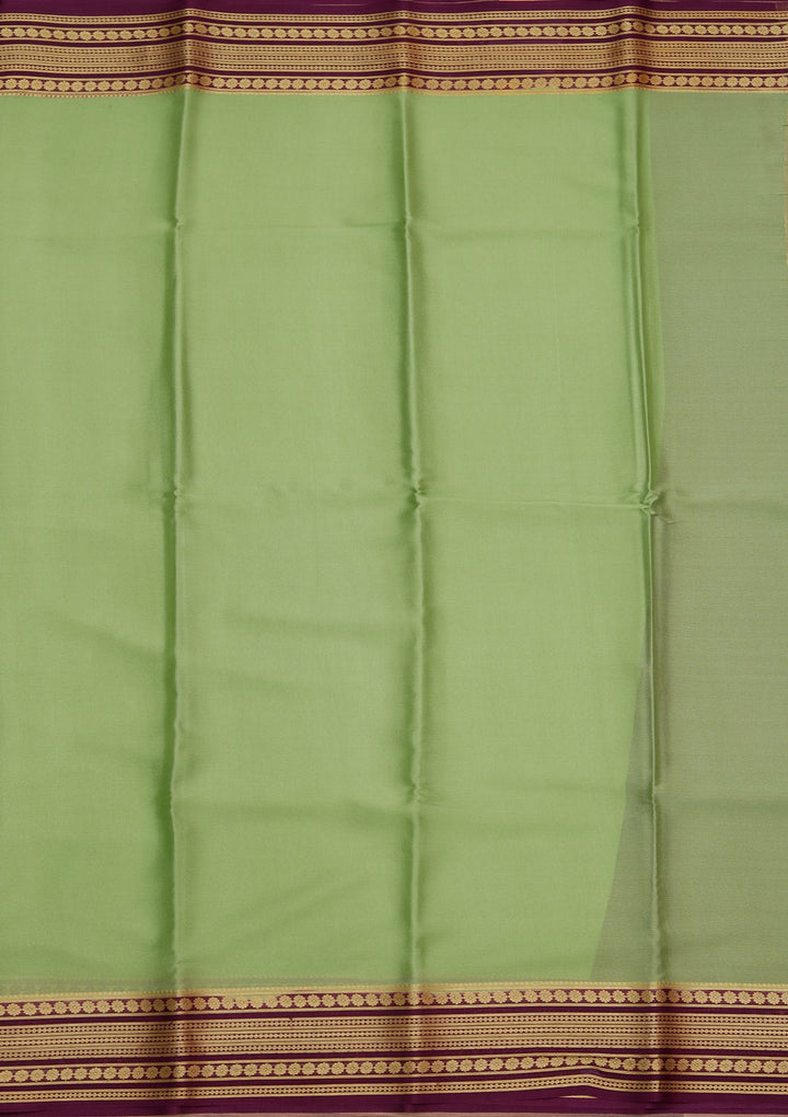 Pista Green Zariwork Pure Crepe Silk Saree_koskii