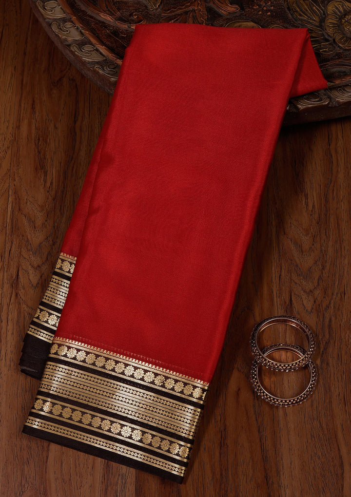 Red Zariwork Pure Crepe Silk Saree_koskii