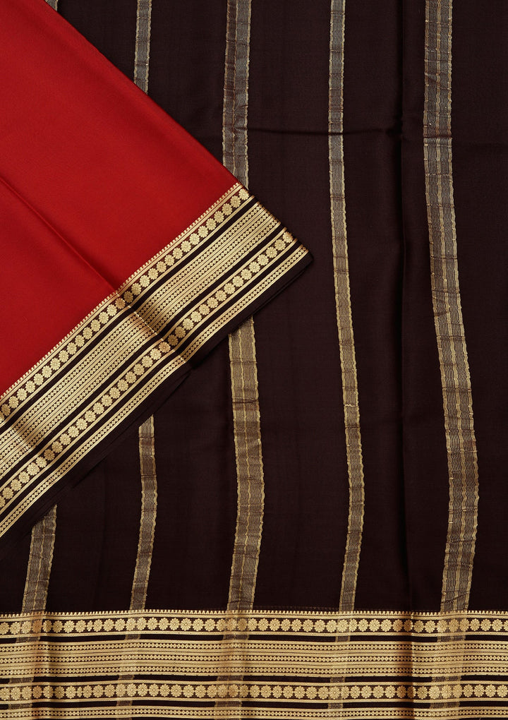 Red Zariwork Pure Crepe Silk Saree_koskii