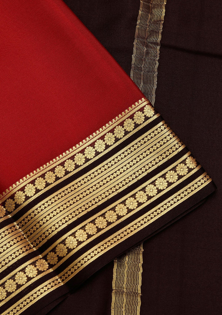 Red Zariwork Pure Crepe Silk Saree_koskii
