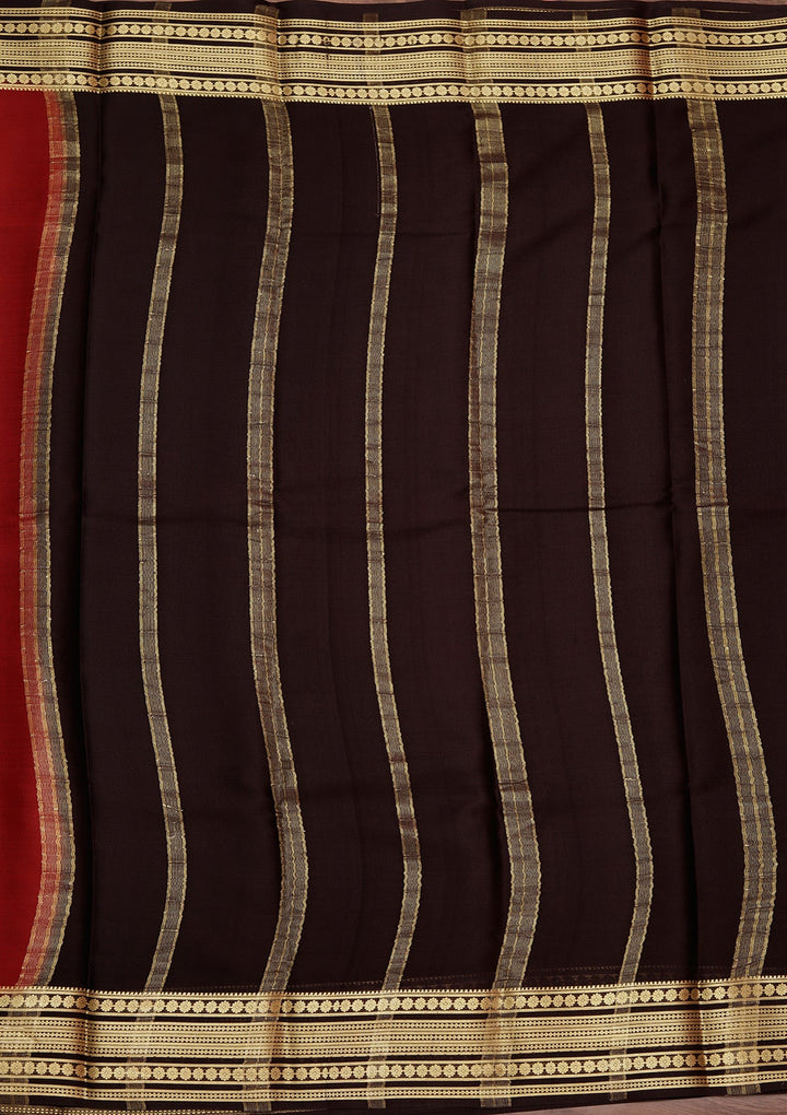 Red Zariwork Pure Crepe Silk Saree_koskii