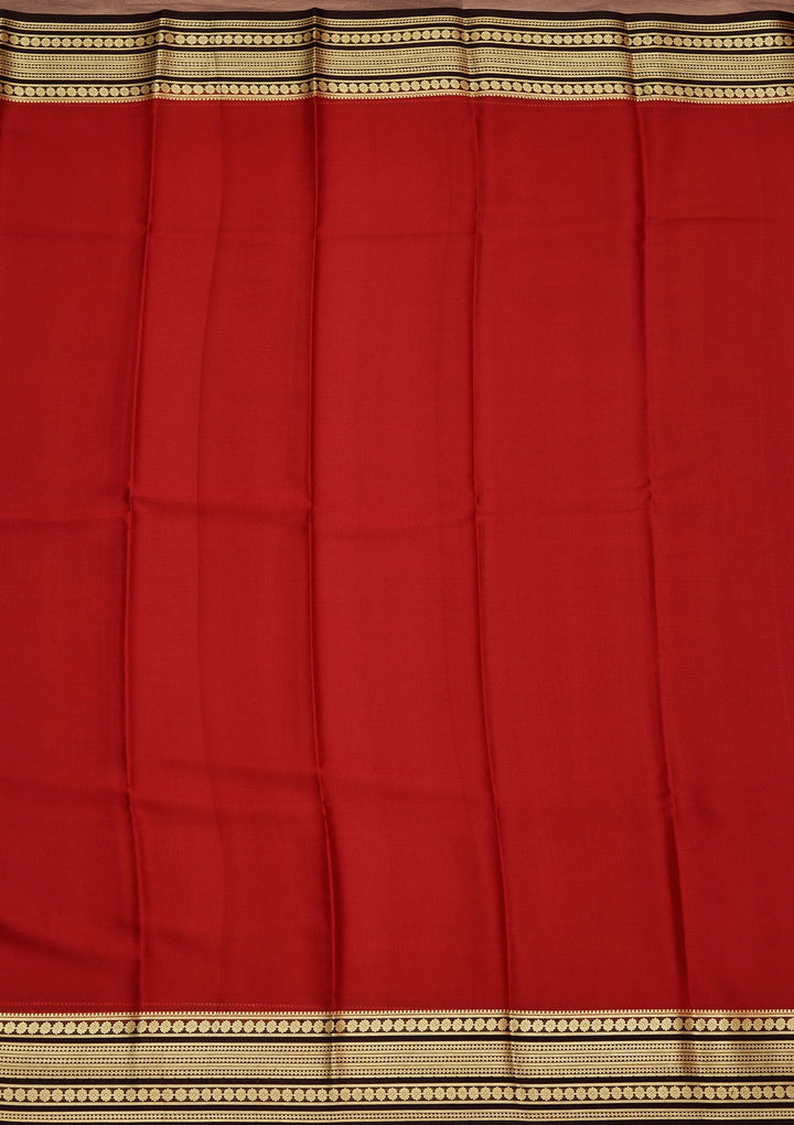 Red Zariwork Pure Crepe Silk Saree_koskii