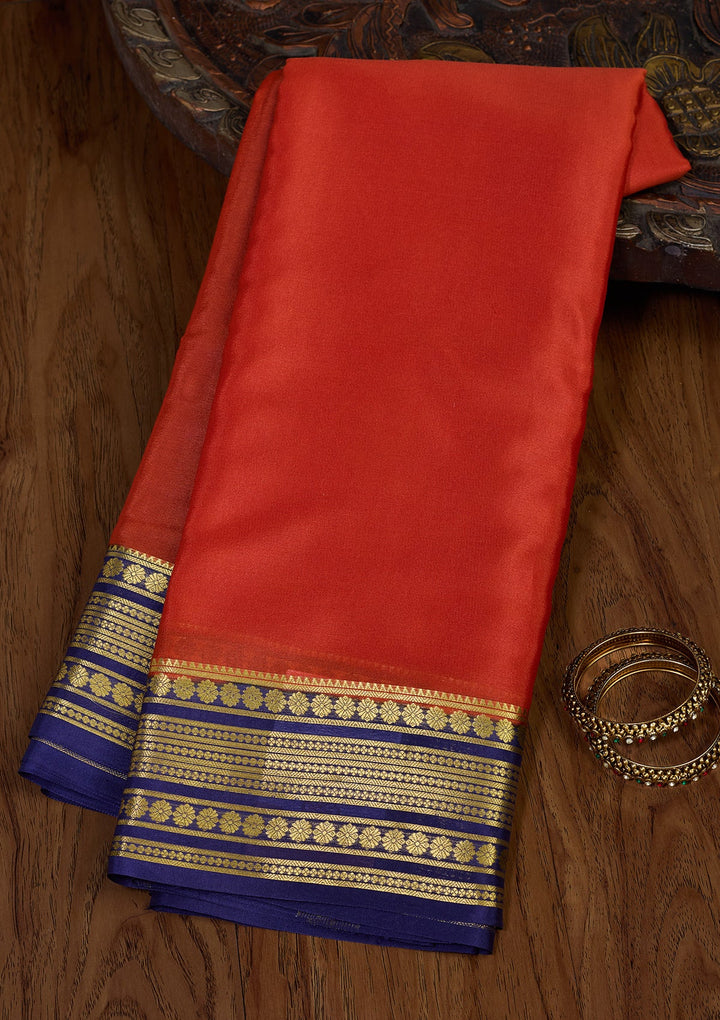 Red Zariwork Pure Crepe Silk Saree-Koskii