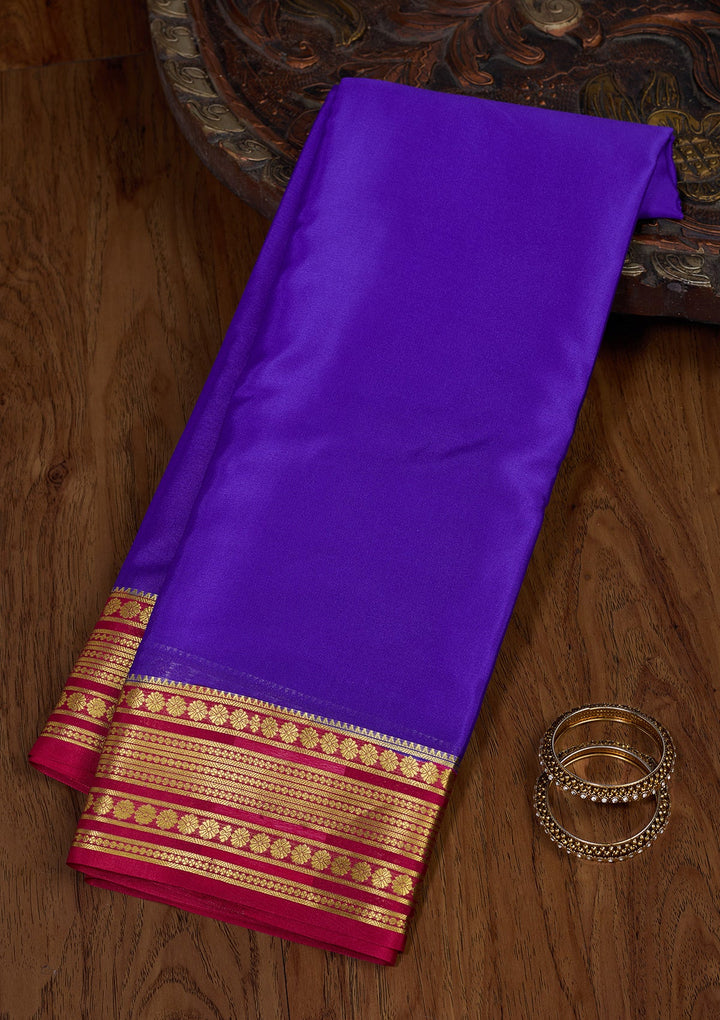 Royal Blue Zariwork Pure Crepe Silk Saree-Koskii