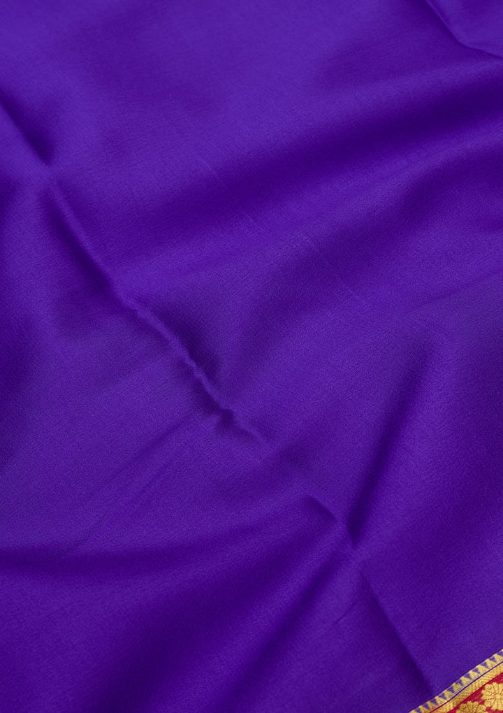 Royal Blue Zariwork Pure Crepe Silk Saree-Koskii