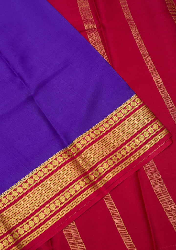 Royal Blue Zariwork Pure Crepe Silk Saree-Koskii