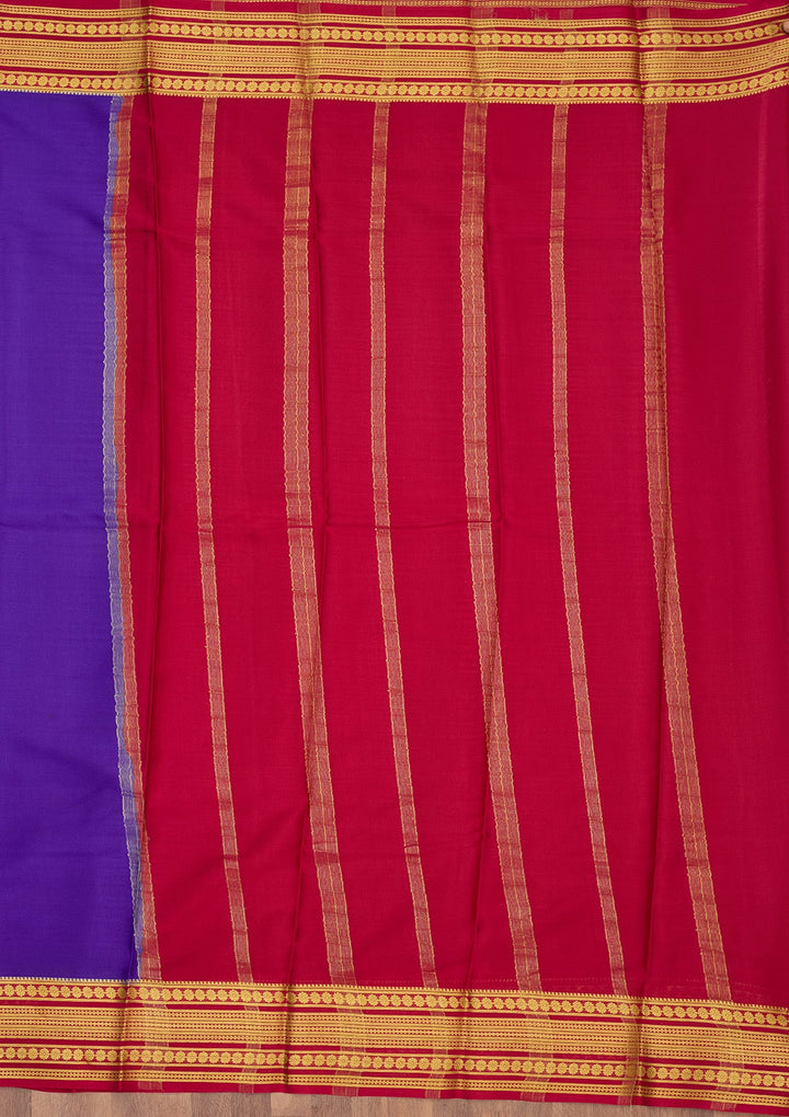 Royal Blue Zariwork Pure Crepe Silk Saree-Koskii