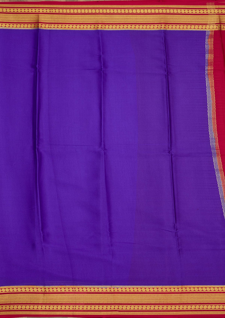 Royal Blue Zariwork Pure Crepe Silk Saree-Koskii