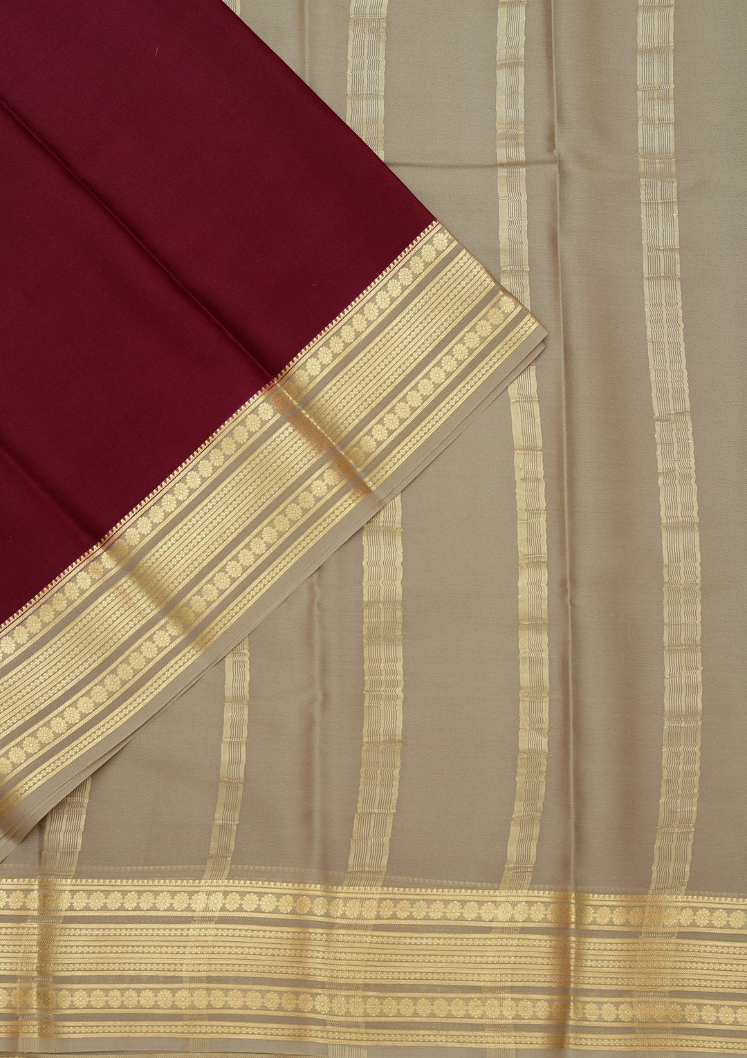 Wine Zariwork Pure Crepe Silk Saree_koskii