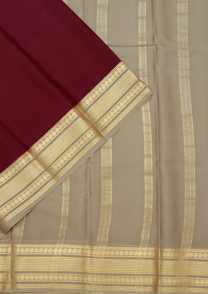 Wine Zariwork Pure Crepe Silk Saree_koskii