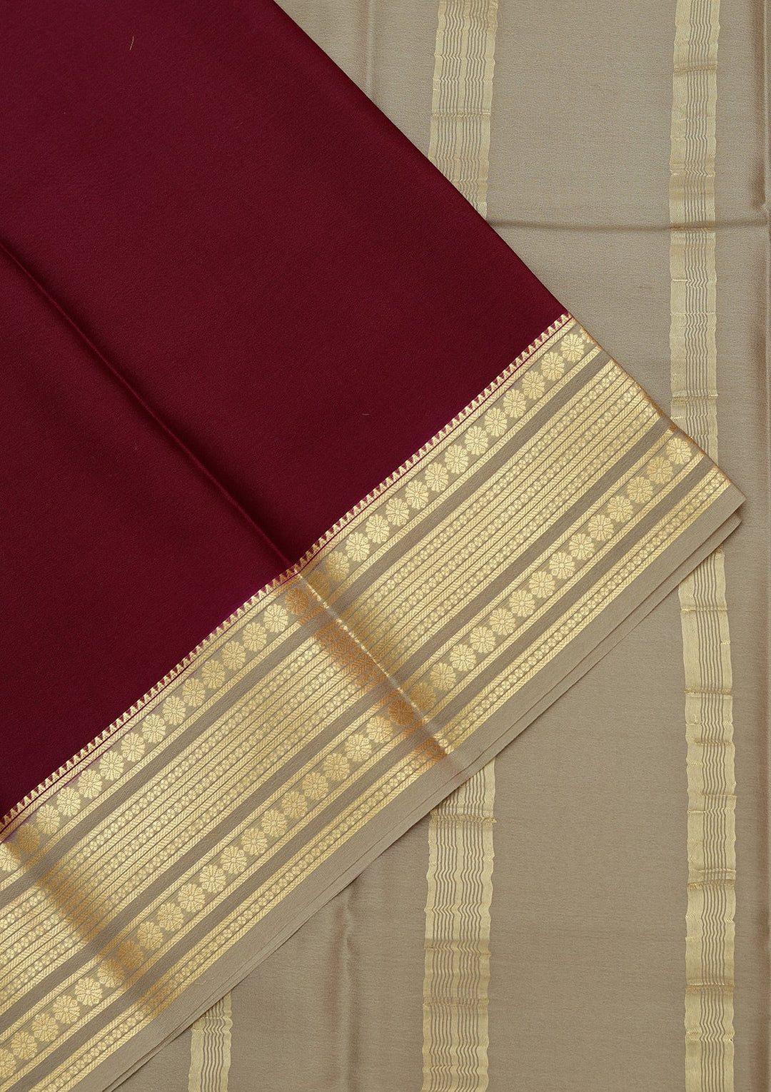 Wine Zariwork Pure Crepe Silk Saree_koskii