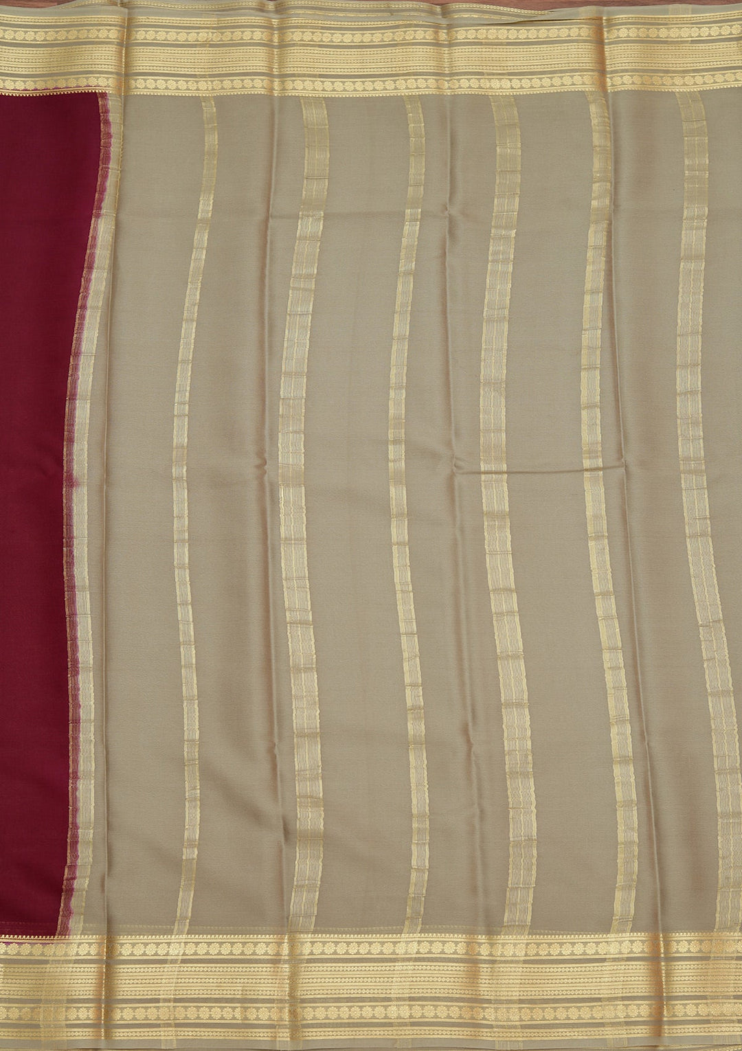 Wine Zariwork Pure Crepe Silk Saree_koskii