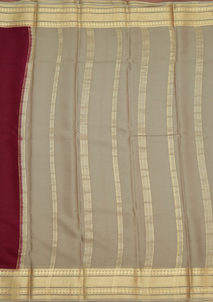 Wine Zariwork Pure Crepe Silk Saree_koskii