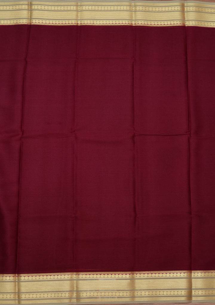 Wine Zariwork Pure Crepe Silk Saree_koskii