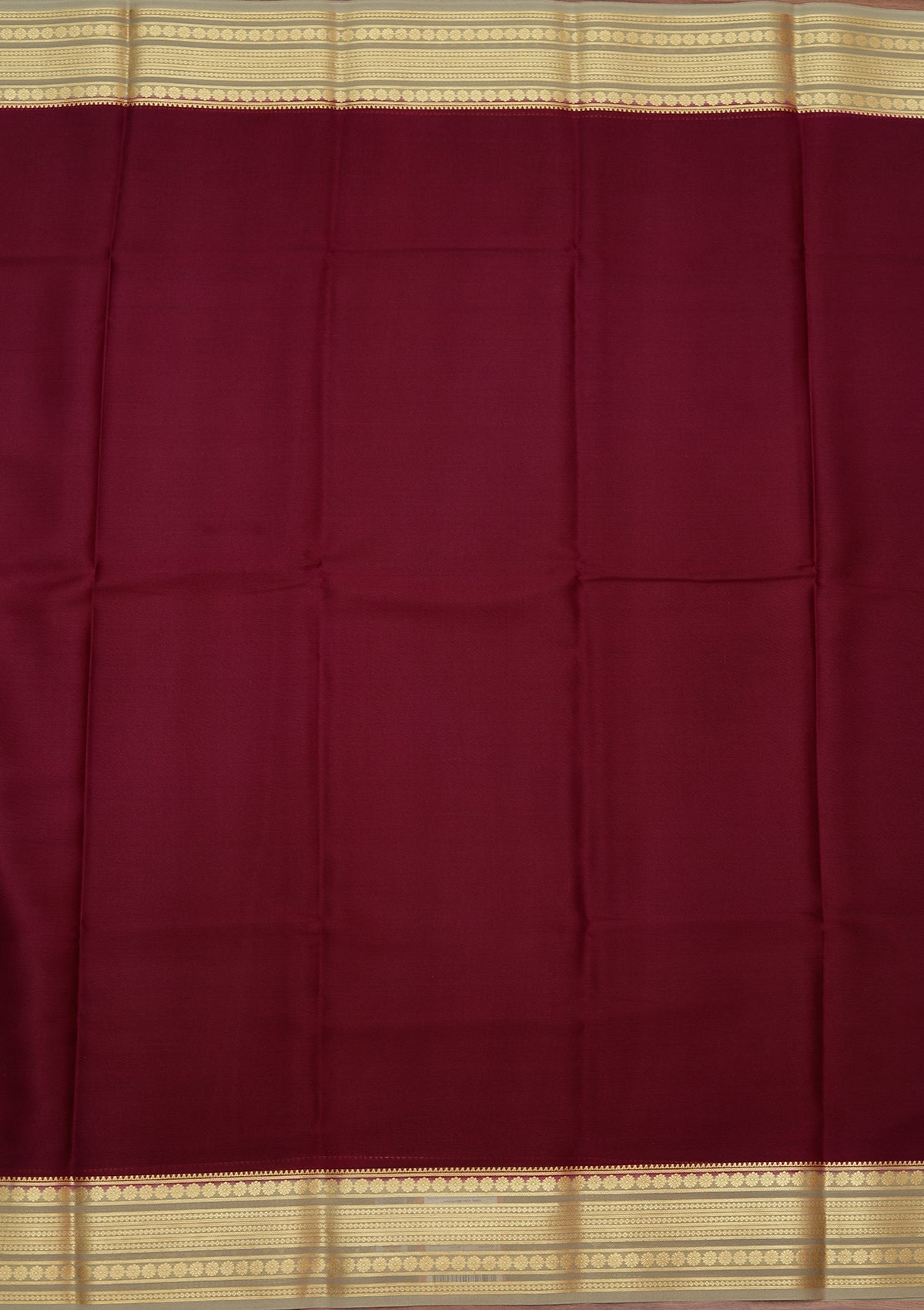Wine Zariwork Pure Crepe Silk Saree-koskii
