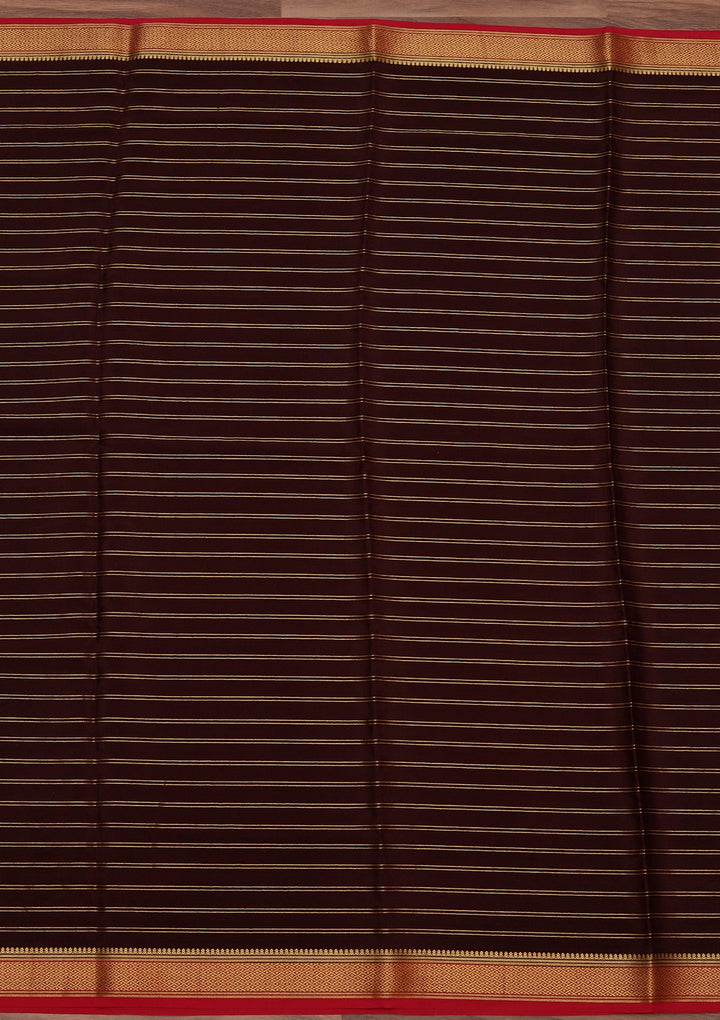 Brown Zariwork Pure Crepe Silk Saree_koskii