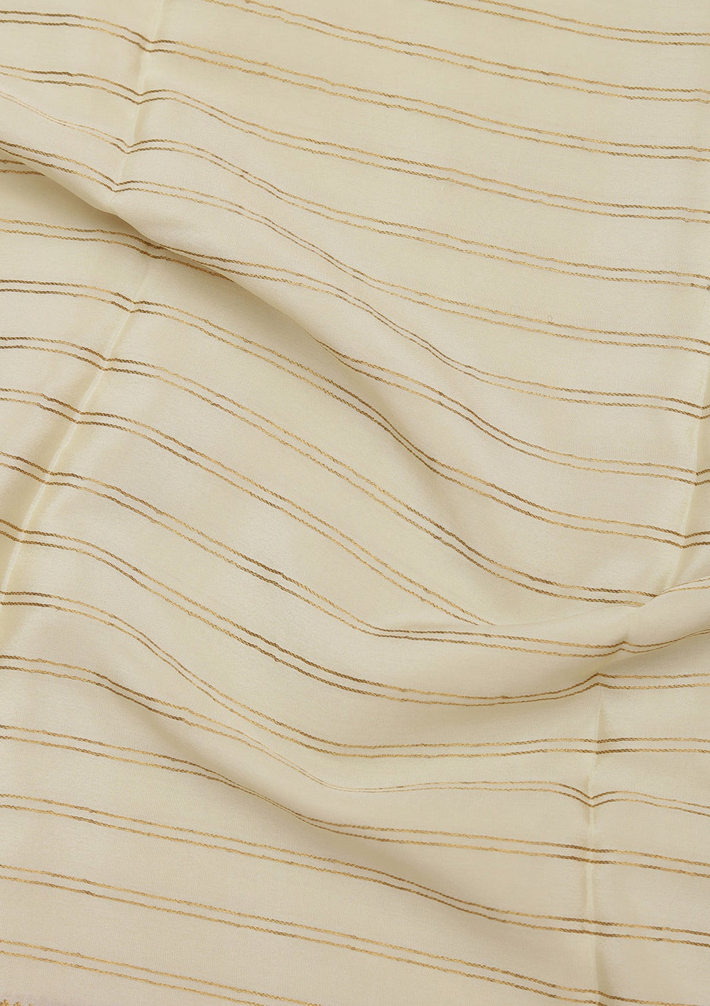 Cream Zariwork Pure Crepe Silk Saree_koskii