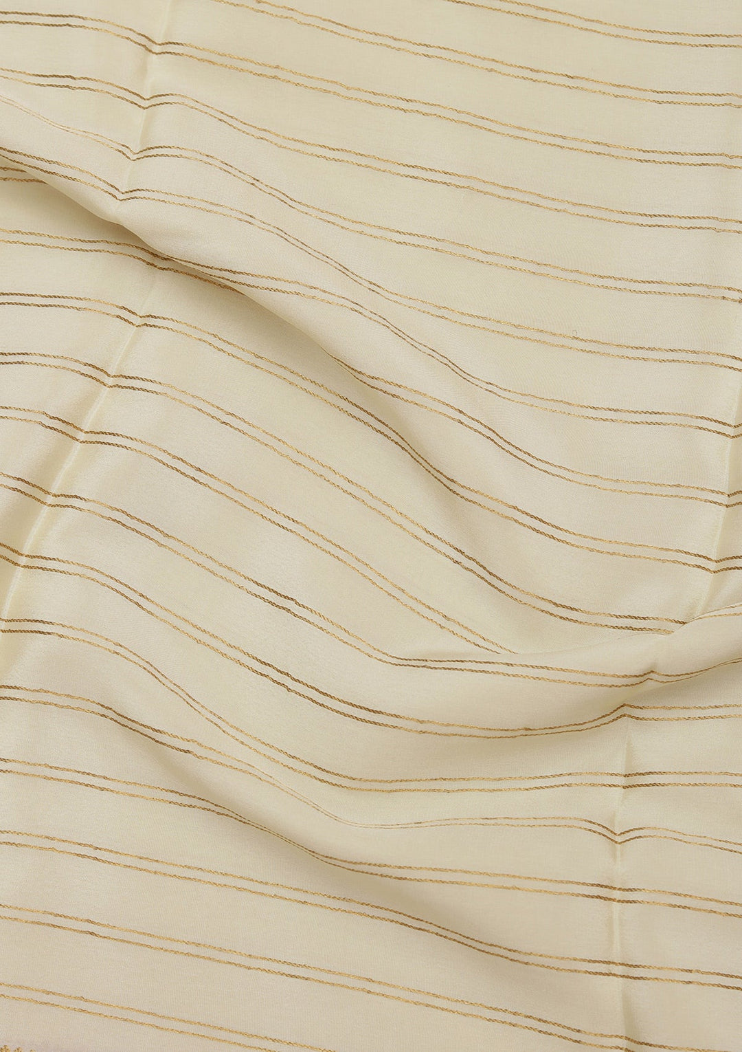 Cream Zariwork Pure Crepe Silk Saree_koskii