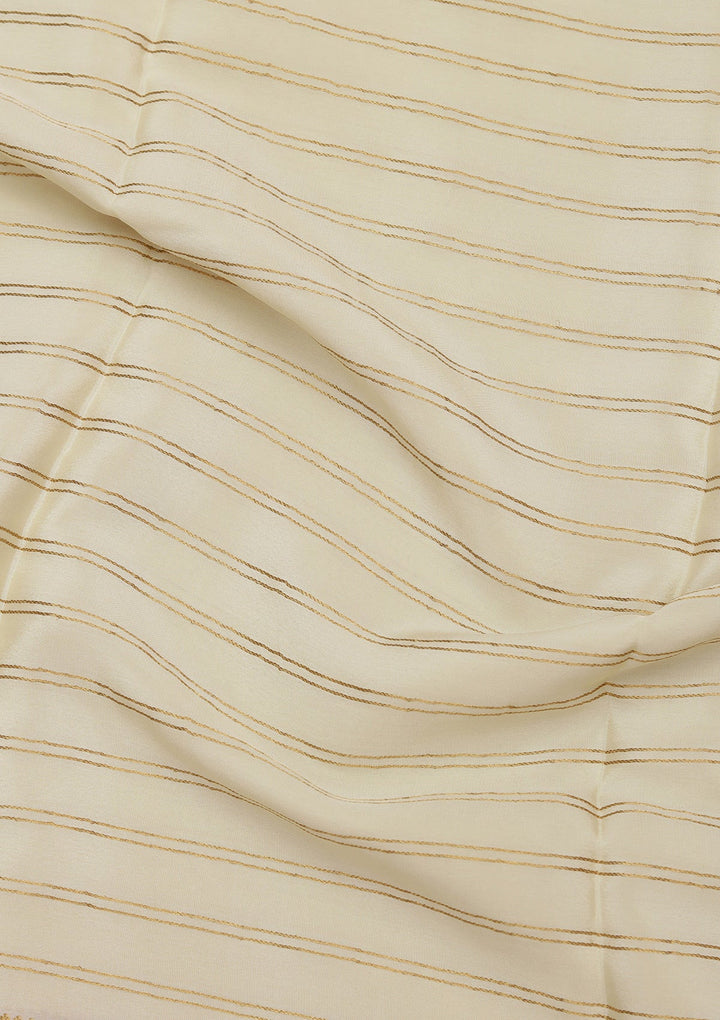 Cream Zariwork Pure Crepe Silk Saree_koskii