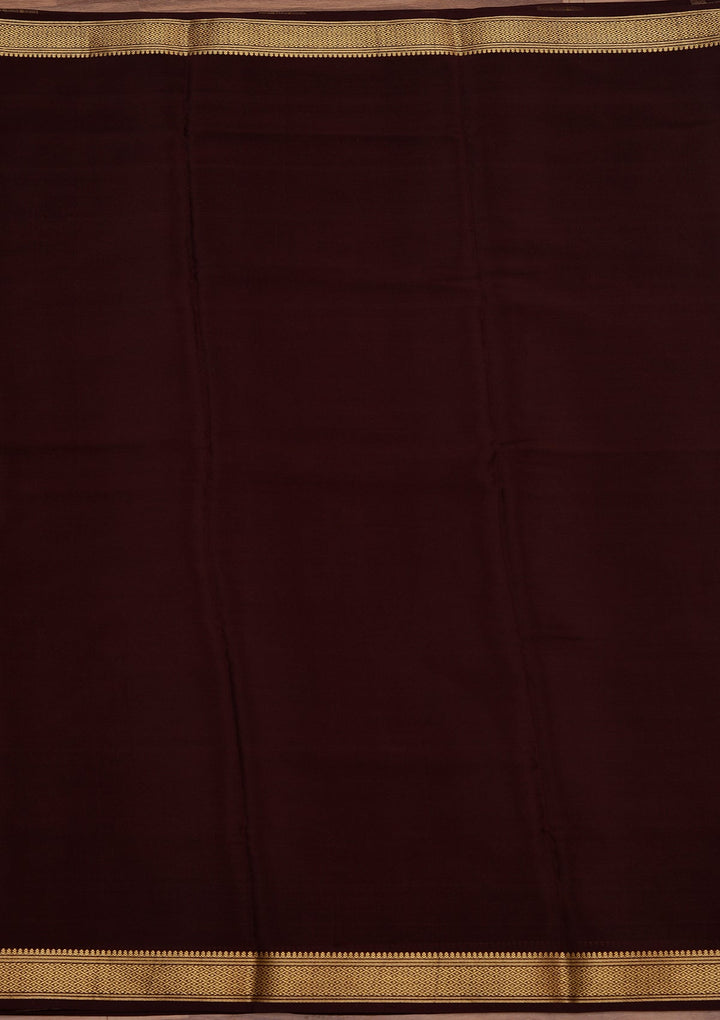 Cream Zariwork Pure Crepe Silk Saree_koskii