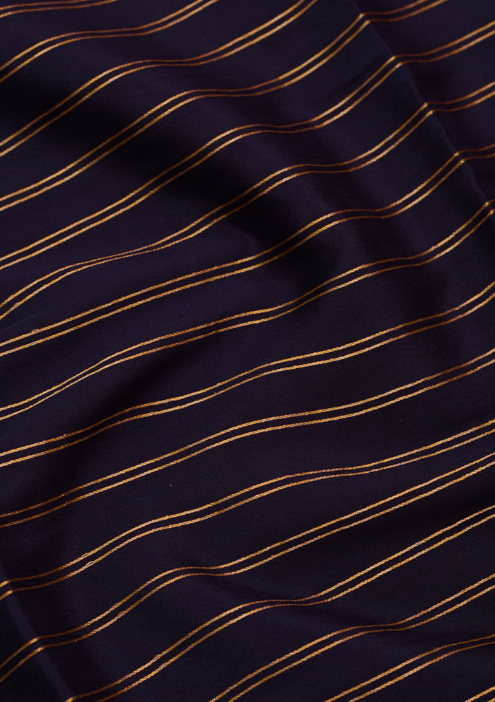 Navy Blue Zariwork Pure Crepe Silk Saree-Koskii