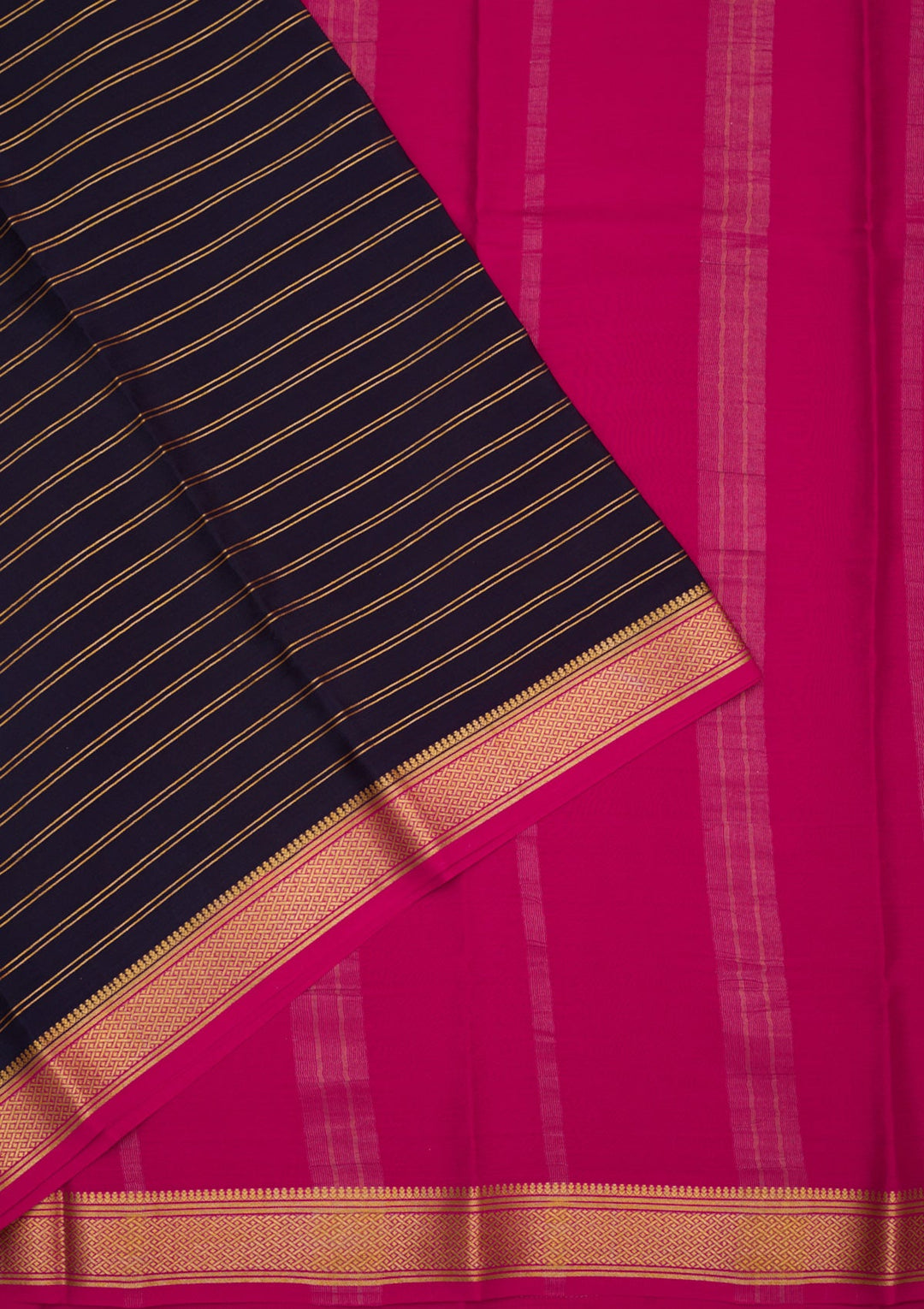 Navy Blue Zariwork Pure Crepe Silk Saree-Koskii