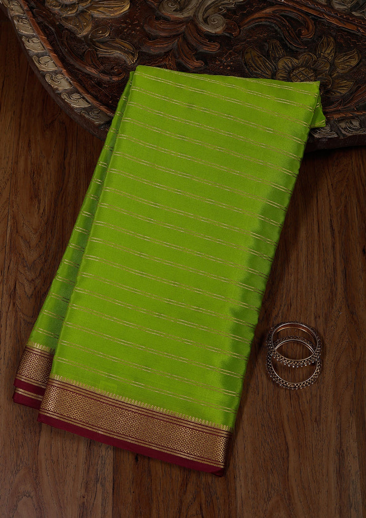 Parrot Green Zariwork Pure Crepe Silk_Saree_koskii