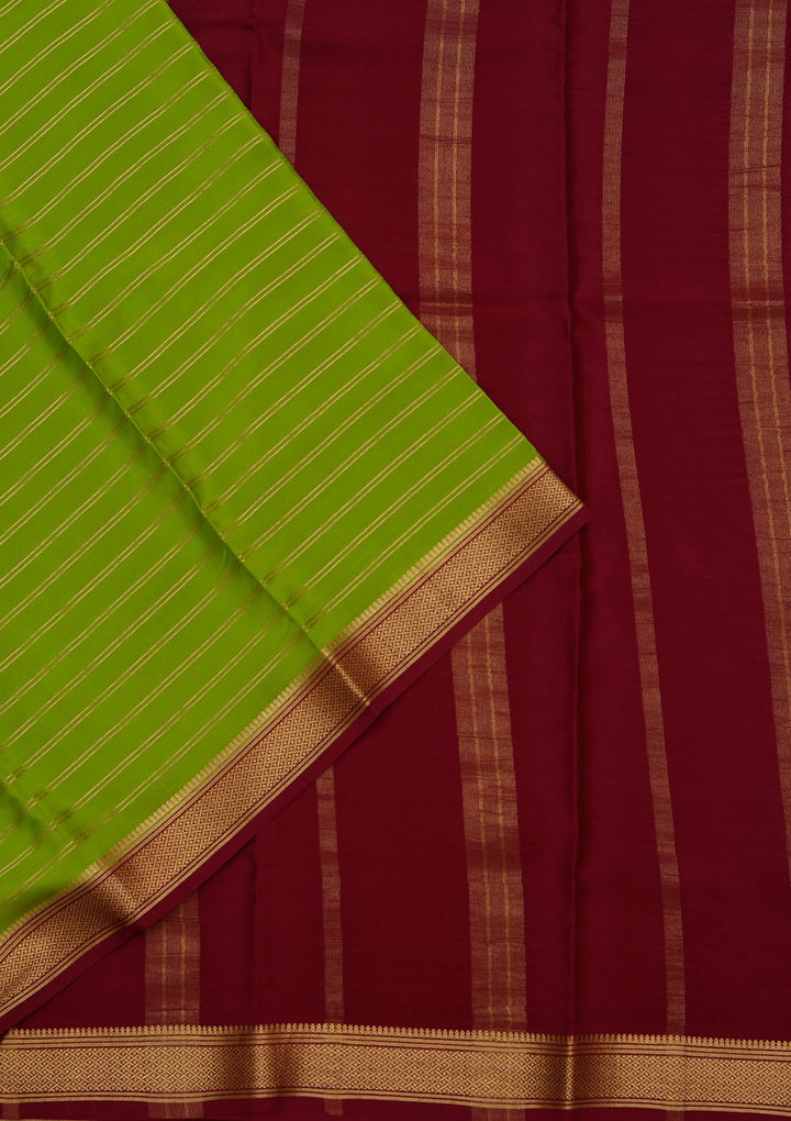 Parrot Green Zariwork Pure Crepe Silk_Saree_koskii